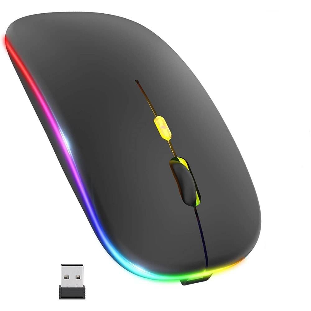 M40 Şarjlı Kablosuz Mouse 800/1200/1600dpi 2.4Ghz Rgb Ledli - SİYAH