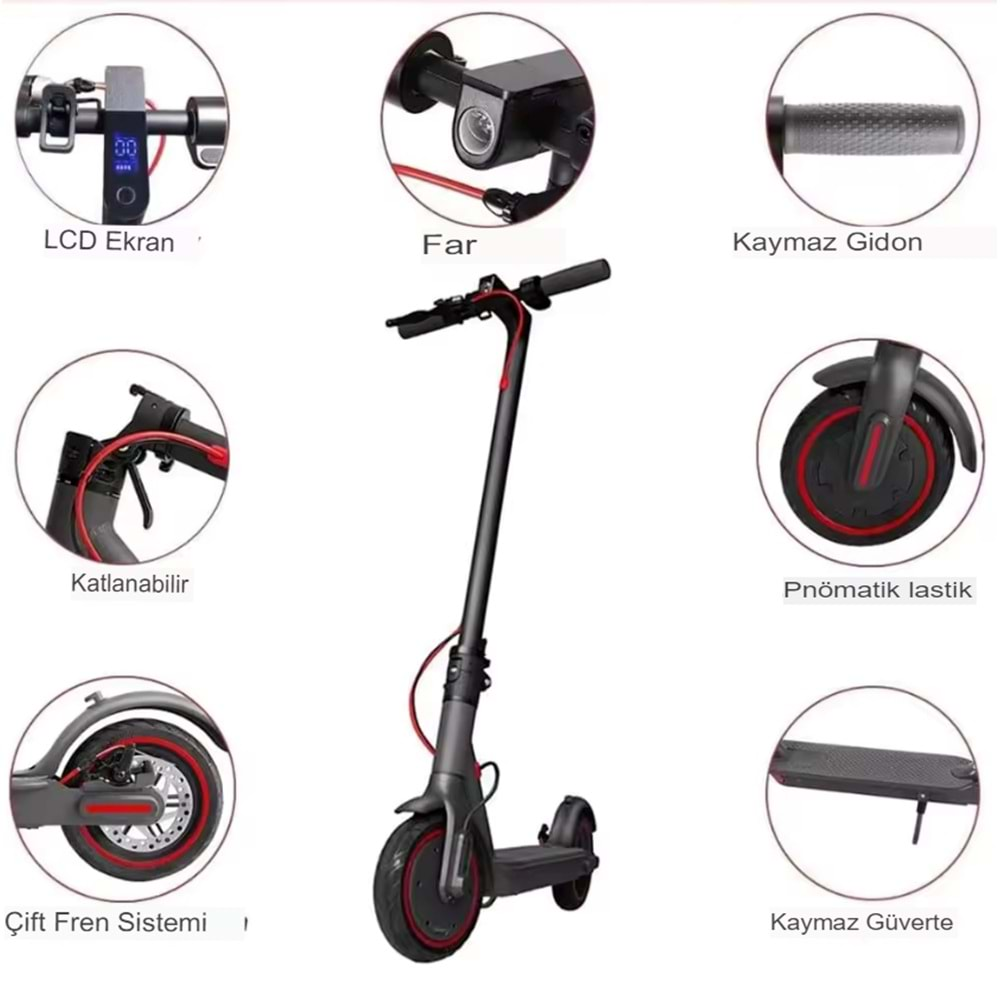 Elektrikli Scooter Katlanabilir Bisiklet Led Ekran Işıklı Scooter e-bisiklet Çift Amortisörlü