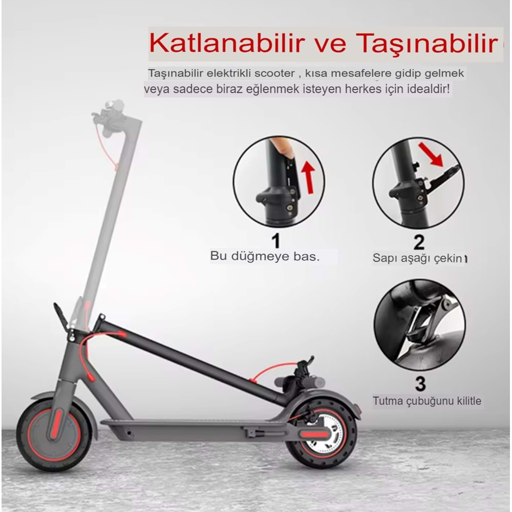 Elektrikli Scooter Katlanabilir Bisiklet Led Ekran Işıklı Scooter e-bisiklet Çift Amortisörlü