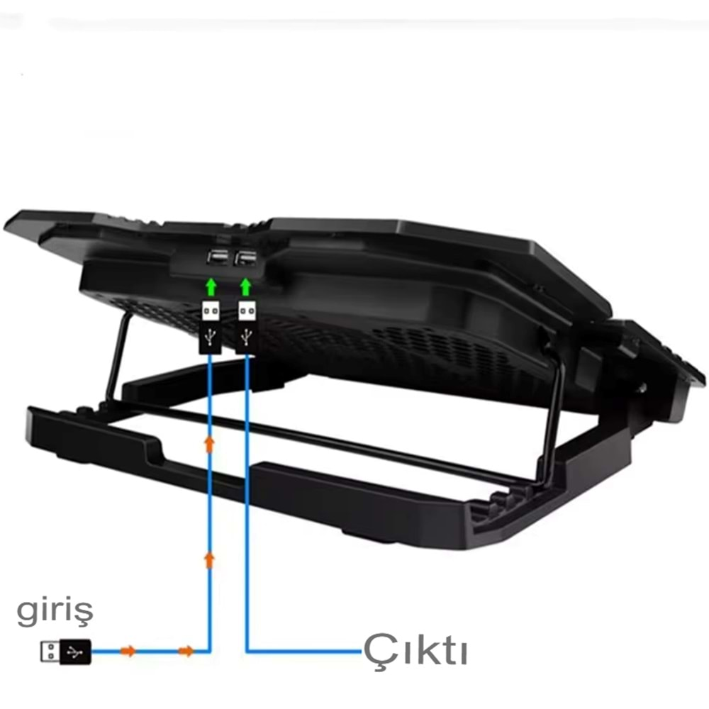 5 Fanlı Notebook Soğutucu Led Aydınlatmalı Lcd Gösterge Panelli Dizüstü Bilgisayar Standı 2 Usb