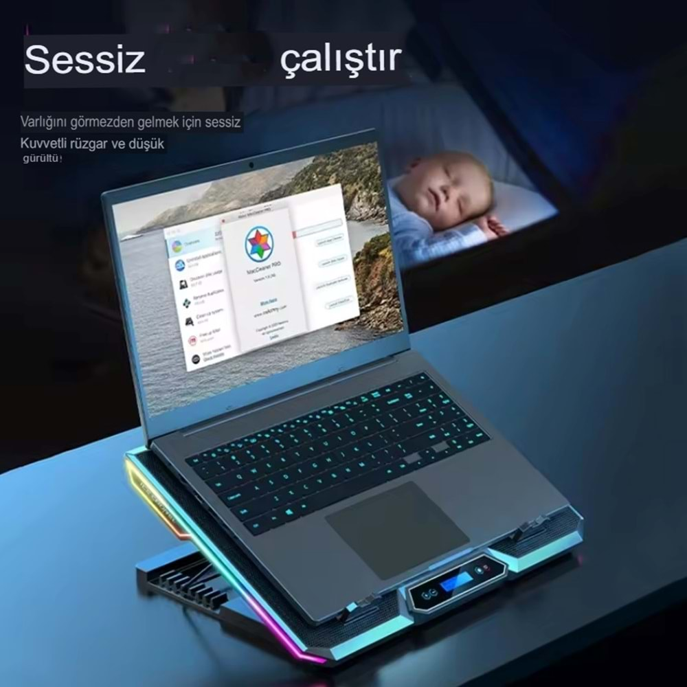 6 Fanlı Gaming Pad Laptop Cooler Notebook Soğutucu Ekran Led Işıklı Dizüstü Bilgisayar Standı