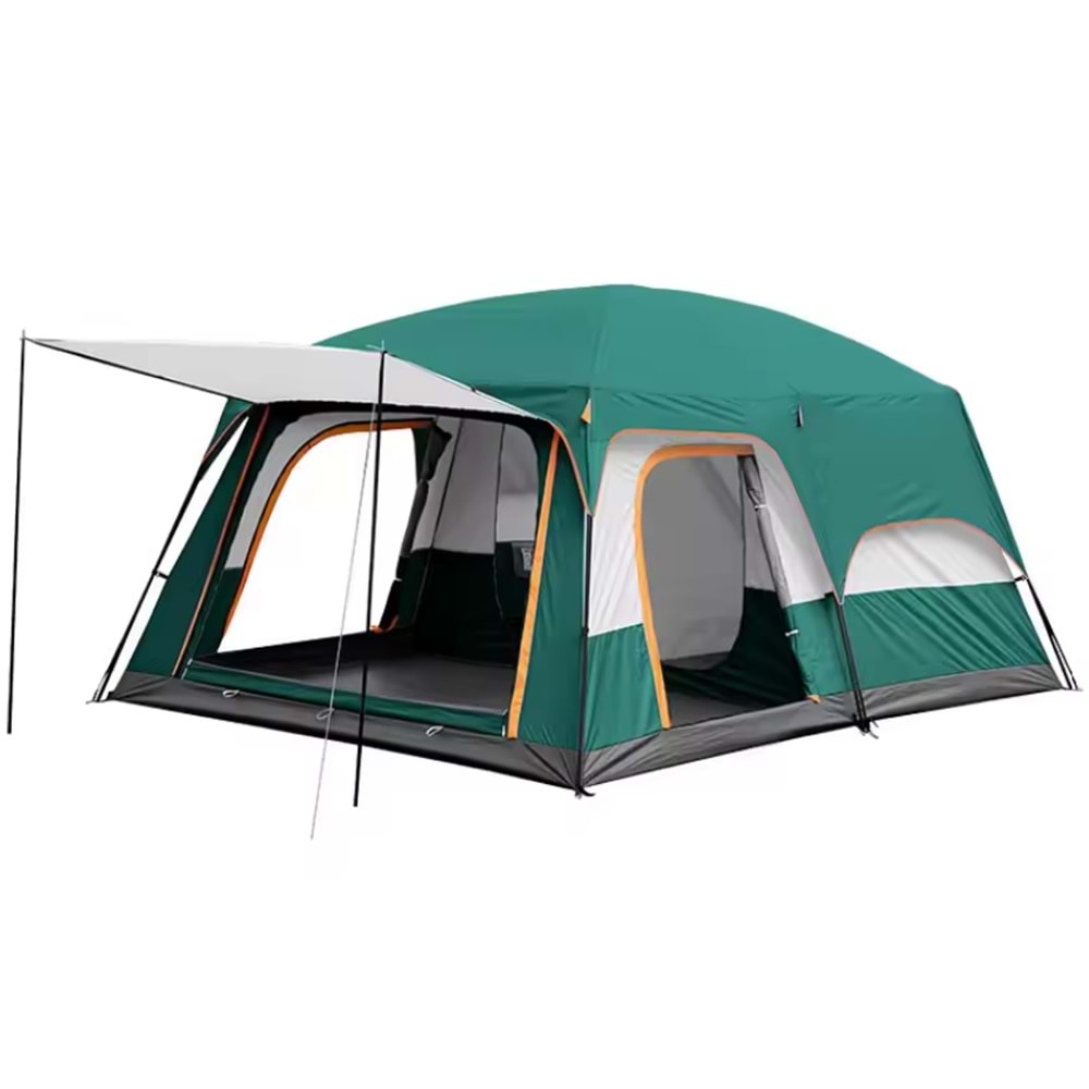 9 Kişilik 1+1 Odalı Kamp Çadırı Su Geçirmez Piknik Çadır 320x220x190cm Sineklikli Pratik Taşınılabilir Pencereli