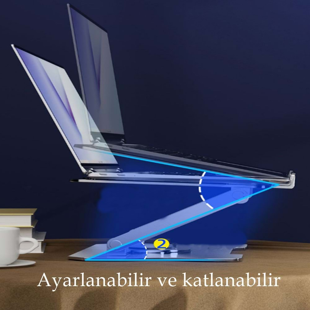 360'Dönen Çelik Laptop Standı Dizüstü Bilgisayar Tablet Yükseltici Telefon Tutucu