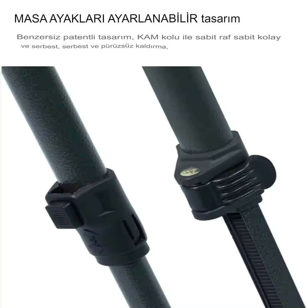 Katlanabilir Çelik Kamp Masası | Taşınabilir Piknik Masası + Taşıma Çantası | 95x55x50cm | Gold Renk
