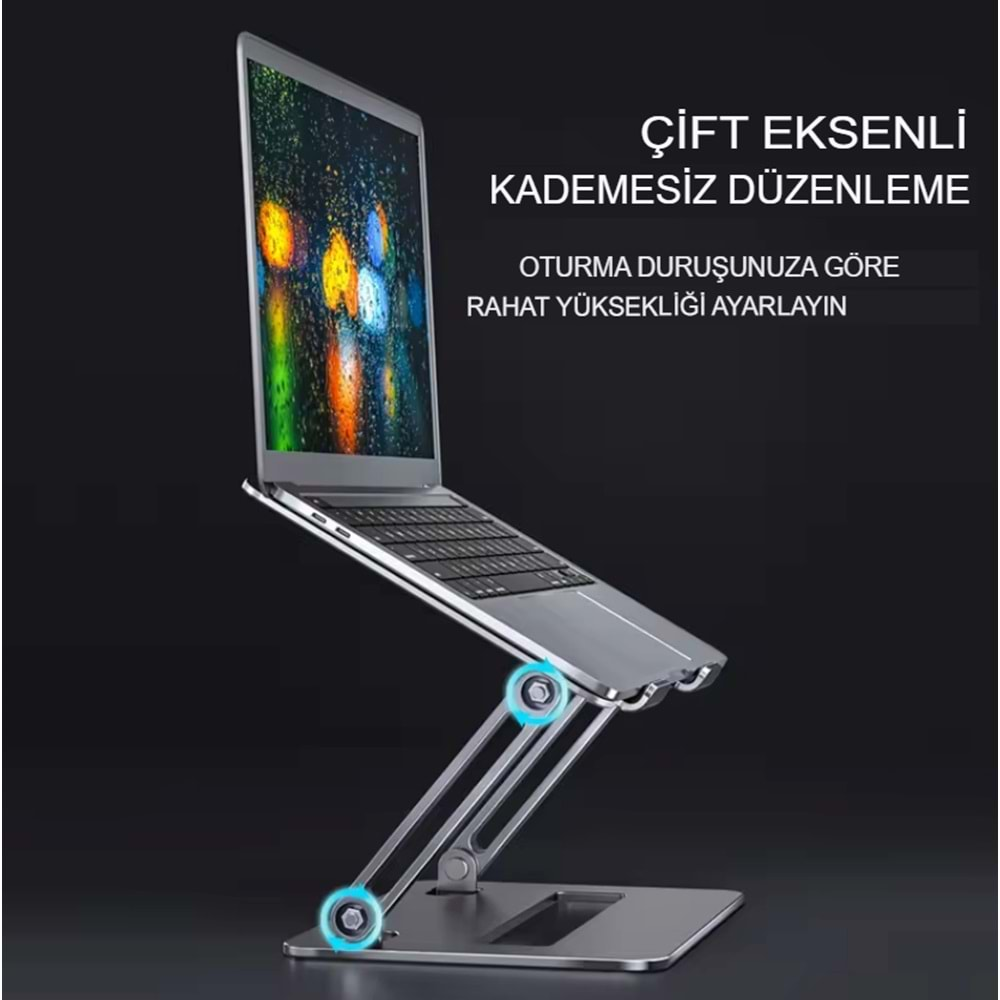 Çelik Katlanır Laptop Standı Dizüstü Bilgisayar Tablet Yükseltici Telefon Tutucu