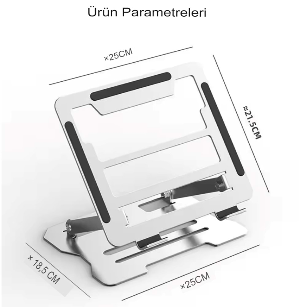 Çelik Katlanır Laptop Standı Dizüstü Bilgisayar Tablet Yükseltici Telefon Tutucu
