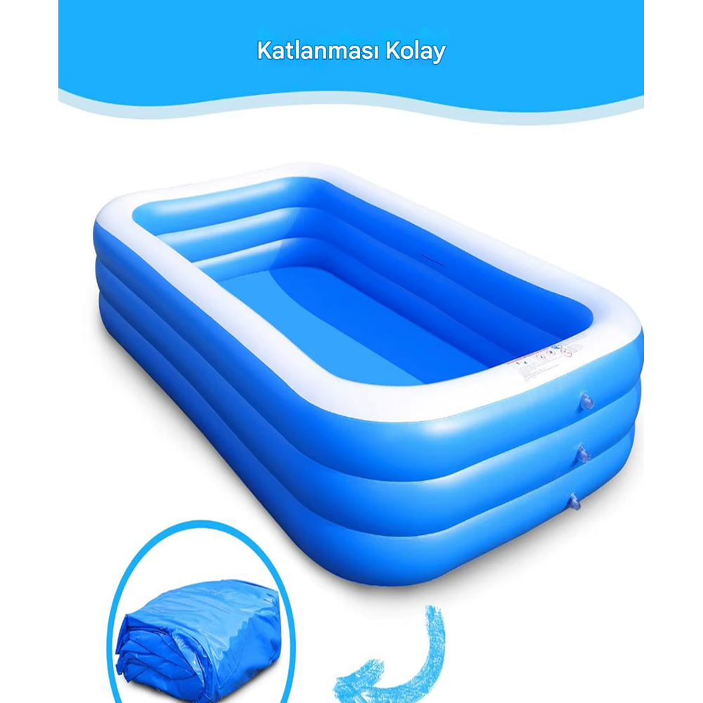 210x135x60 CM Şişme Havuz – 452 Litre Kapasiteli Çocuk ve Yetişkin Aile Havuzu