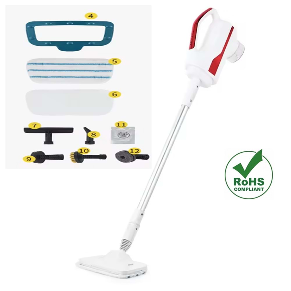 Buharlı Temizleyici Mop Zemin Halı Temizleyici Mop Buharlı Temizlik Makinesi 1500 Watt 6 In 1