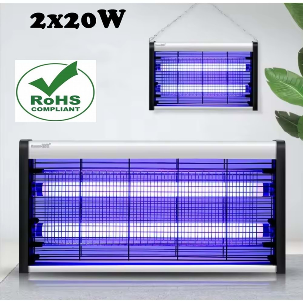 Elektrikli 2x20Watt Sivrisinek Cız Kovucu UV LED Sinek Savar Kapalı Oda ve bebek odası için sinek öldürücü Lamba Beyaz ızgara