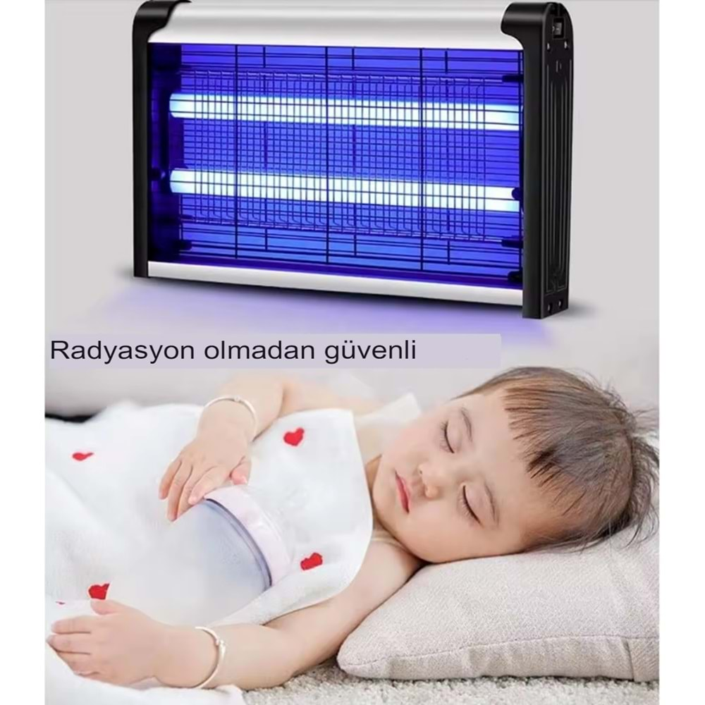 Elektrikli 2x20Watt Sivrisinek Cız Kovucu UV LED Sinek Savar Kapalı Oda ve bebek odası için sinek öldürücü Lamba Beyaz ızgara