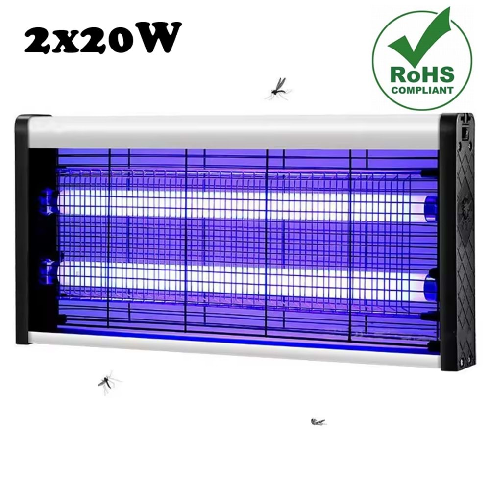 Elektrikli 2x20Watt Sivrisinek Cız Kovucu UV LED Sinek Savar Kapalı Oda ve bebek odası için sinek öldürücü Lamba Beyaz ızgara