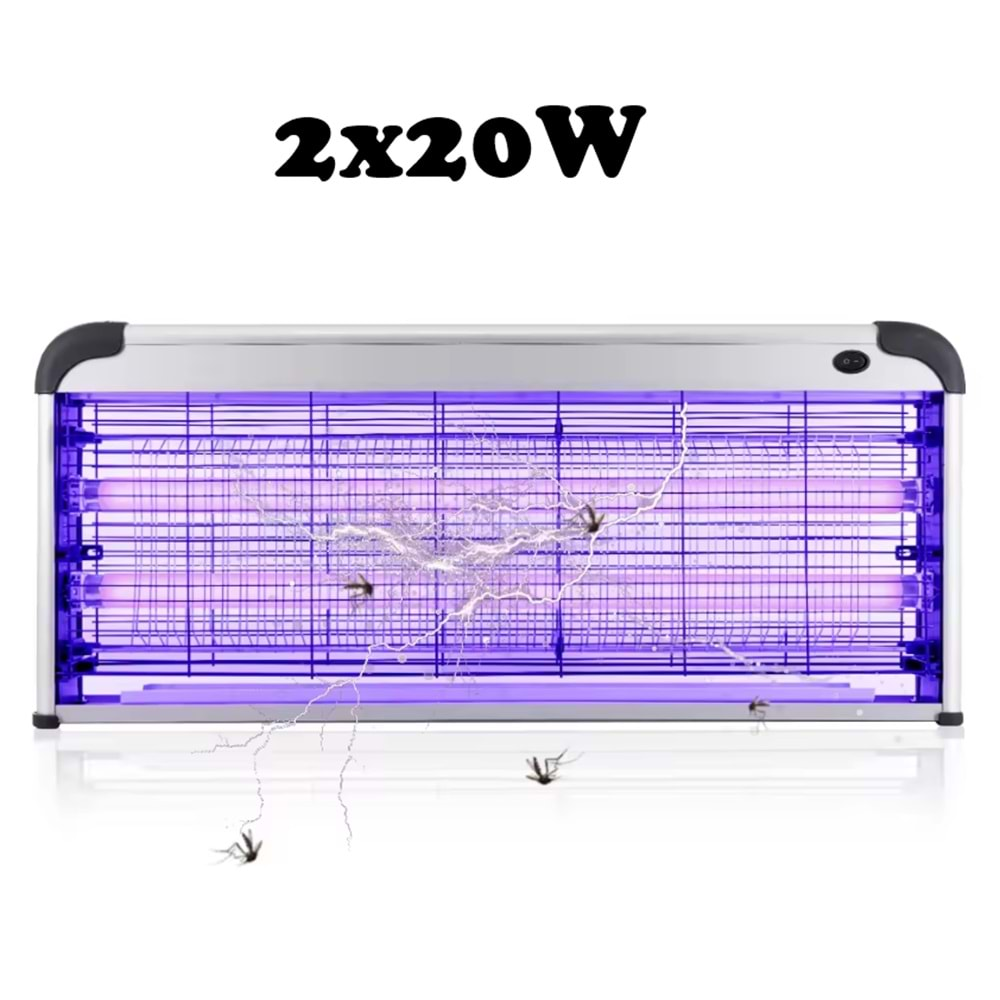 Elektrikli 2x20Watt Sivrisinek Cız Kovucu UV LED Sinek Savar Kapalı Oda ve bebek odası için sinek öldürücü Lamba Beyaz ızgara