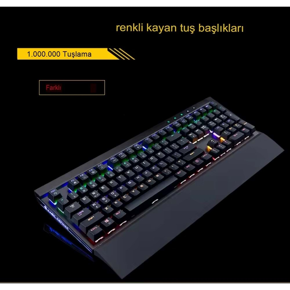 GK60 Oyuncu Klavyesi Bilek Destekli Runner Siyah Usb Akışkan Rainbow Aydınlatmalı Gaming Klavye