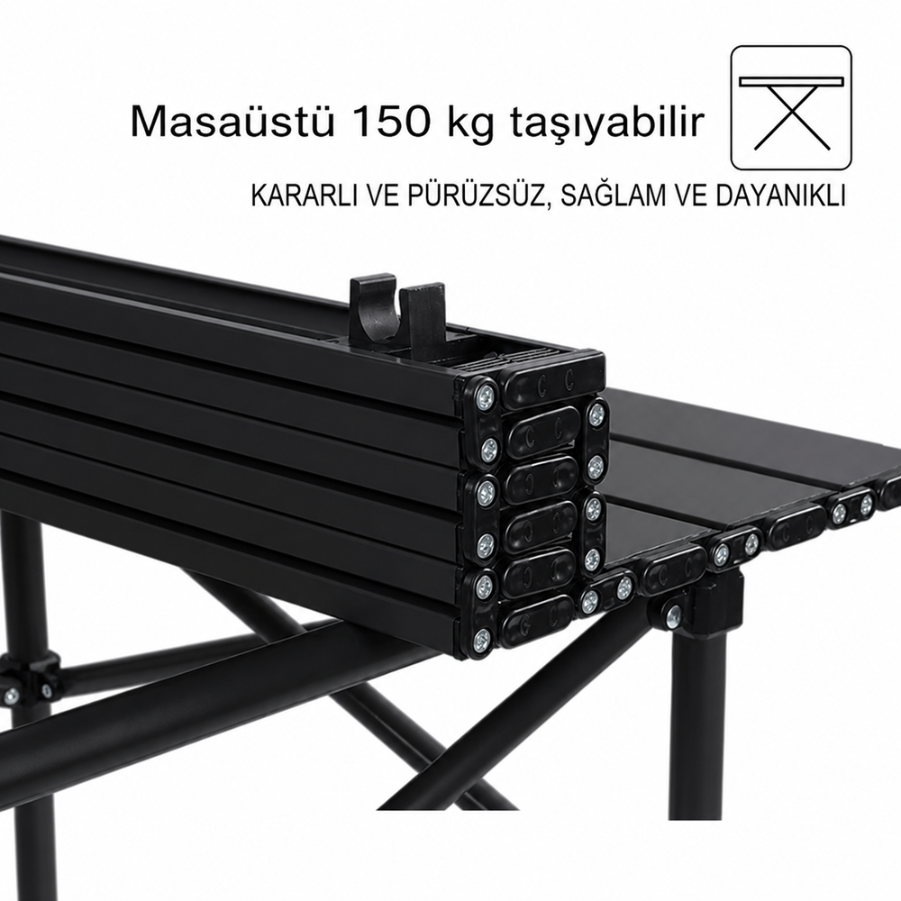 Katlanır Kamp Ve Piknik Masası Esneme Engelleyen Roll Bar Destekli (Taşıma Çantalı ) 52x52x50cm
