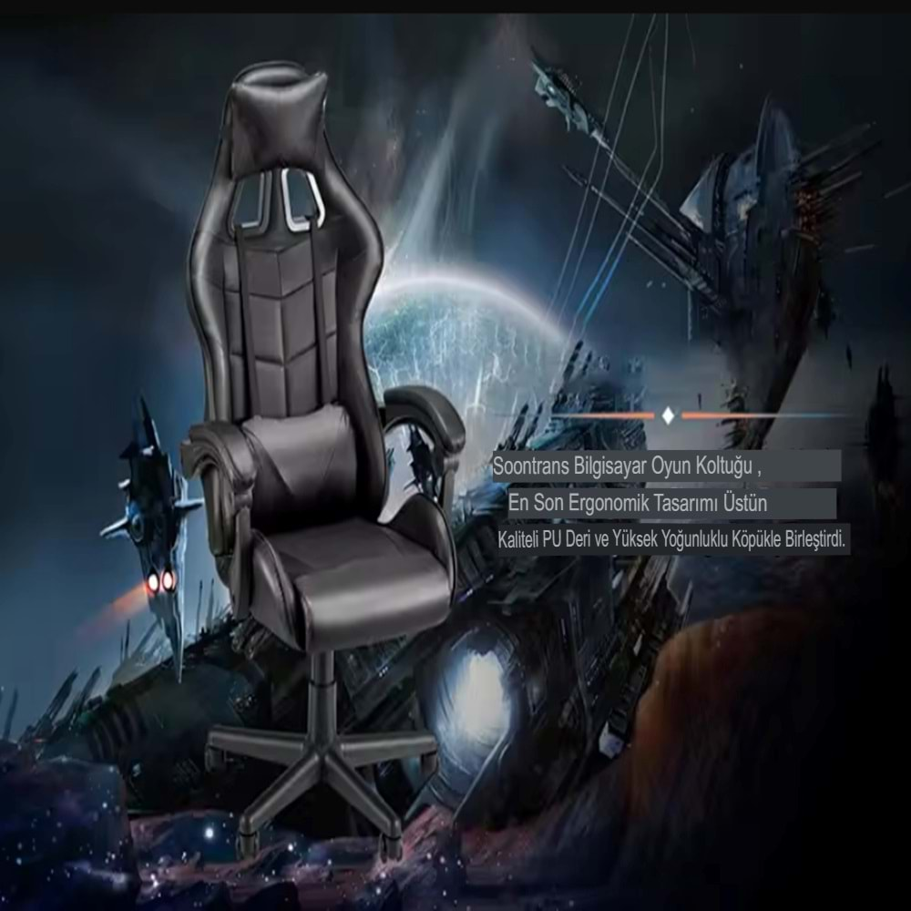 Siyah Desen Oyuncu Koltuğu Rampage Gaming Chair Ergonomik Bilgisayar büro Koltuğu Kol Ayarlı Sandalye