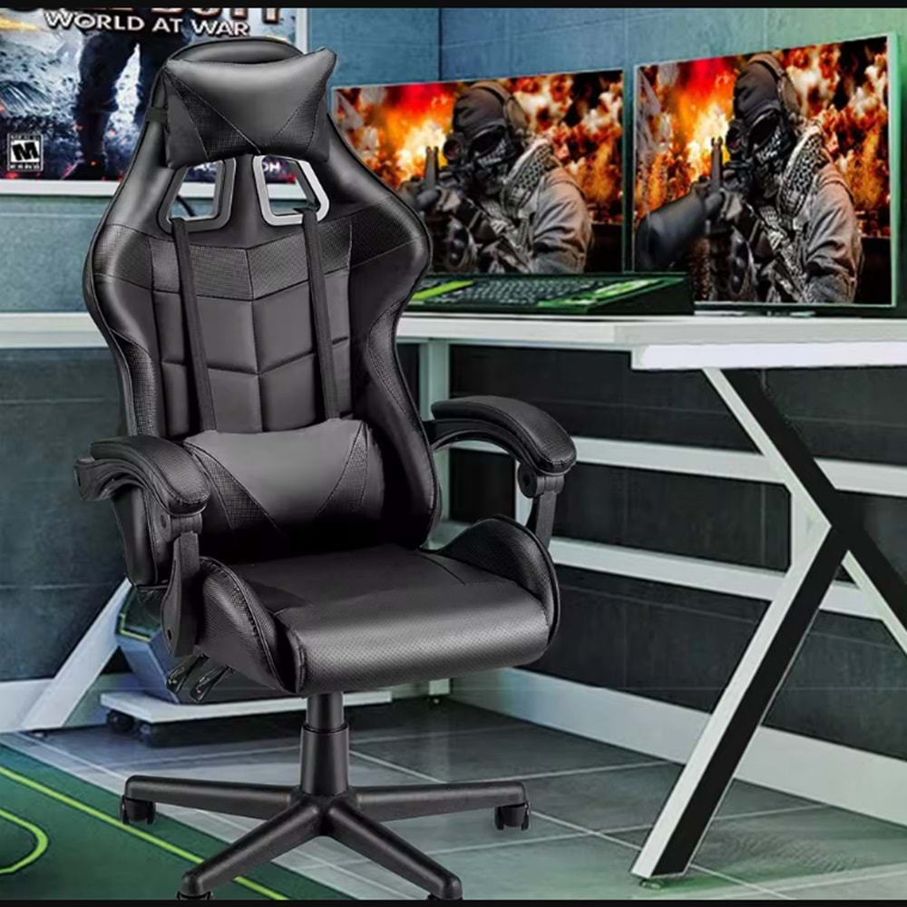 Siyah Desen Oyuncu Koltuğu Rampage Gaming Chair Ergonomik Bilgisayar büro Koltuğu Kol Ayarlı Sandalye