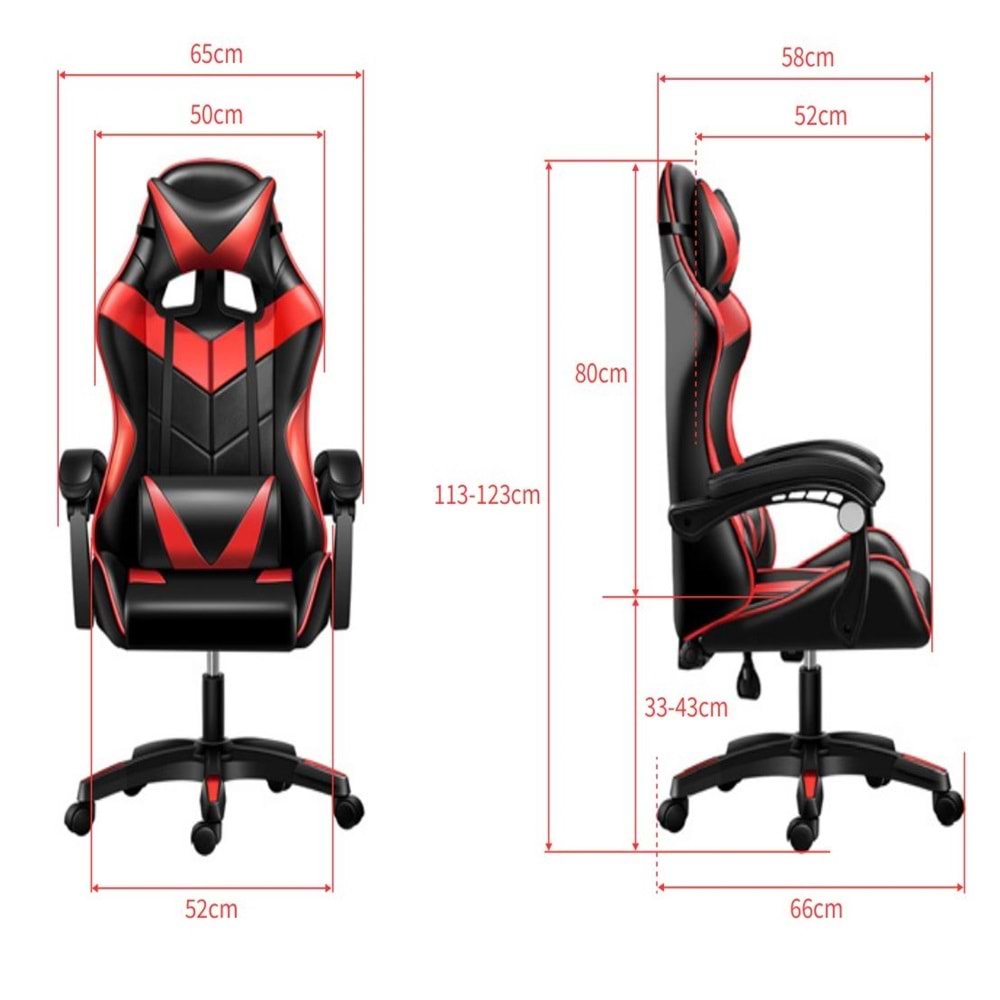 Kırmızı Desen Oyuncu Koltuğu Rampage Çok Fonksiyonlu Oyun Sandalyesi Pu Deri Koltuk Ergonomik Bilgisayar Büro Koltuğu