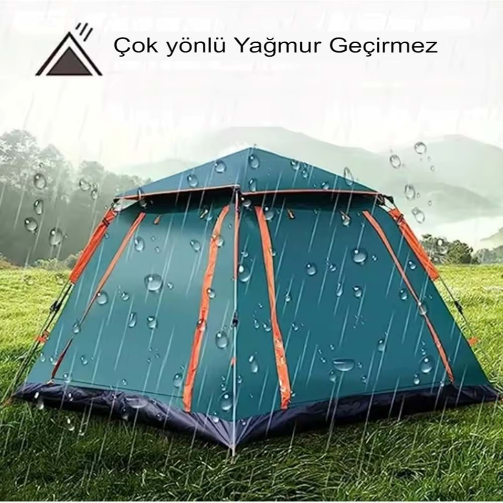 8 Kişilik Kare Tam Otomatik Tenteli Kamp Çadırı 240x240x156cm Portatif Anti-uv Su Geçirmez Outdoor Plaj Piknik Çadırı