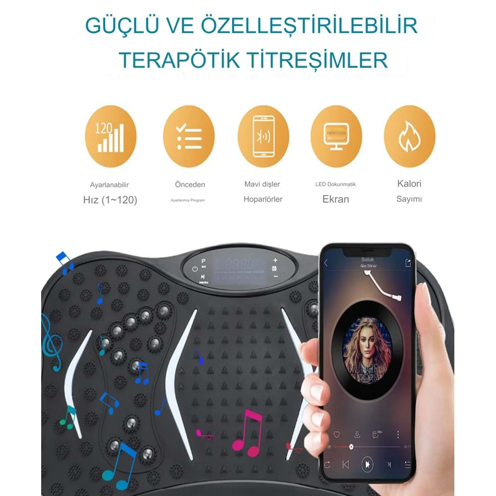 PQCFM01 Bluetoothlu Titreşimli Spor Egzersiz Fitness Aleti Cihazı Vibration Plate 180 Hız