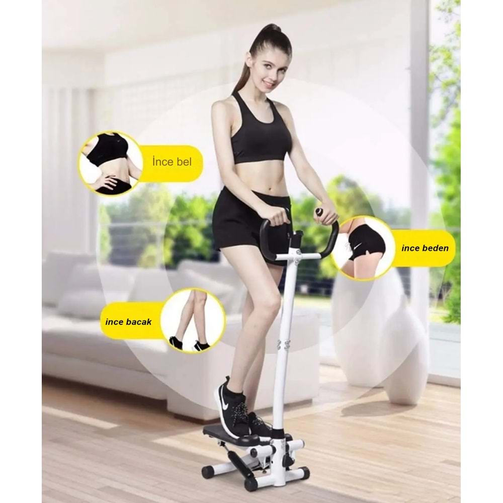 PB-35 Dikey Model Stepper Egzersiz Aleti Kayışlı Adım Bandı Step Hava Tırmanıcısı Direnç Bandı Ve Lcd Ekranlı Adım Spor Egzersiz Makinesi