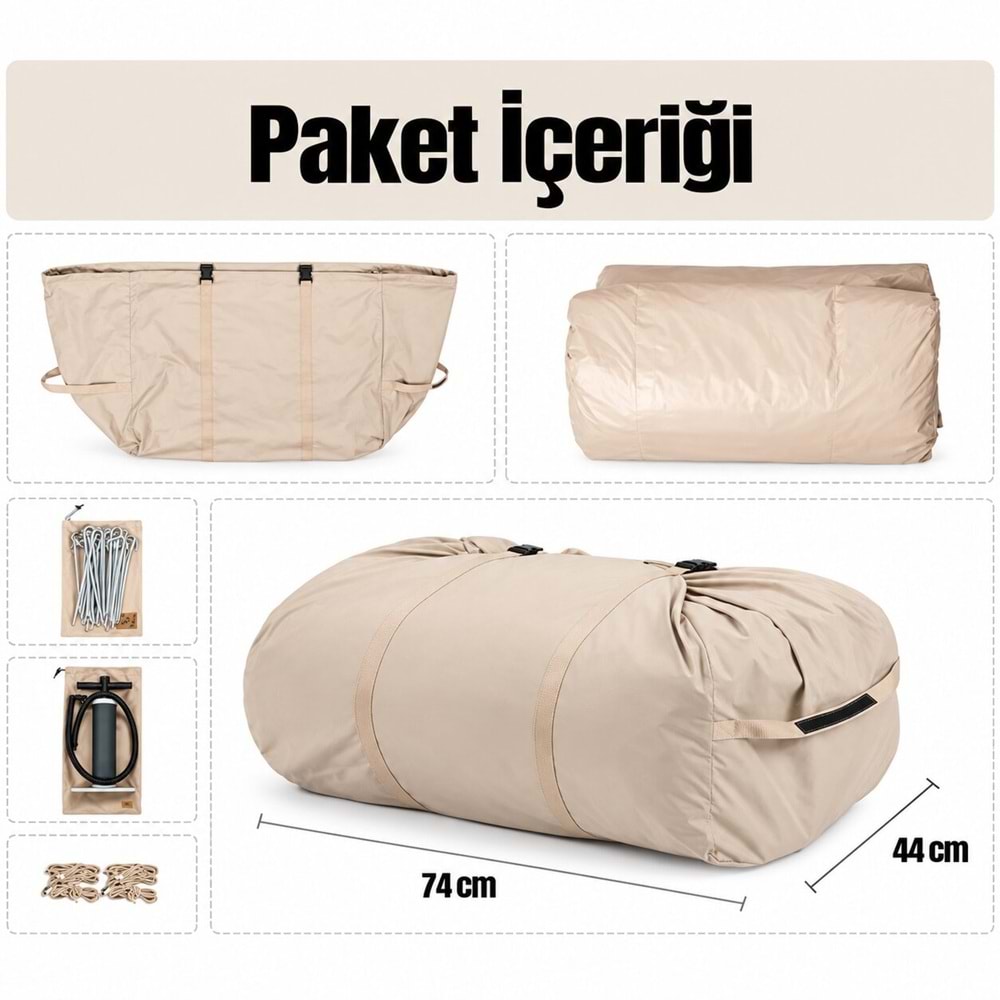 12 Kişilik 4 Mevsim Şişme Kamp Çadırı | 12 m² Geniş İç Hacim | 300D Oxford Kumaş | Su Geçirmez | El Pompalı | Hızlı Kurulum | Aile ve Grup Kampları için Uygun