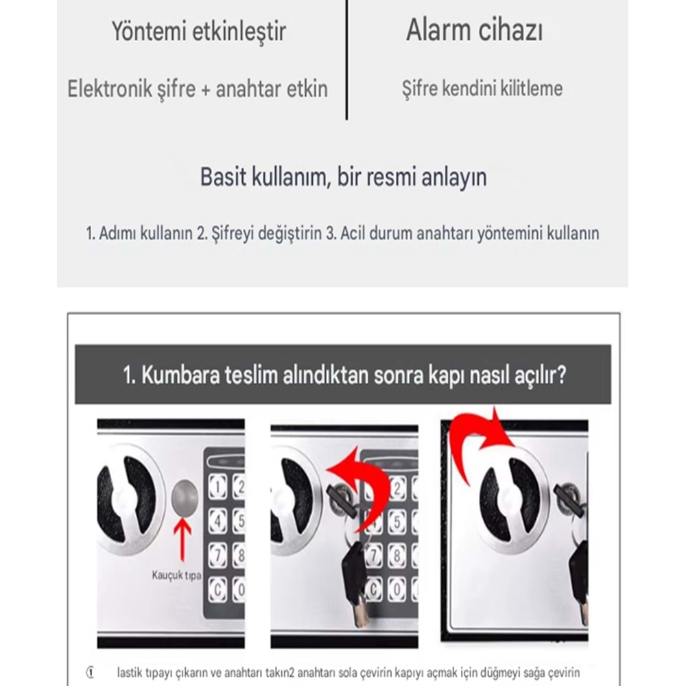 Elektronik Şifreli Çelik Para Kasası Ev İş ofis otel Tipi Kasa Montaj Kit Çelik