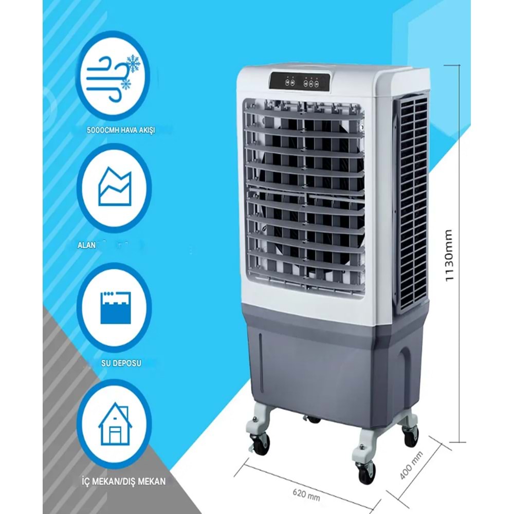Kule Tipi 50 Litre Sulu-Buzlu Hava Soğutucu | Nemlendirici + Hava Temizleyici Fonksiyonlu