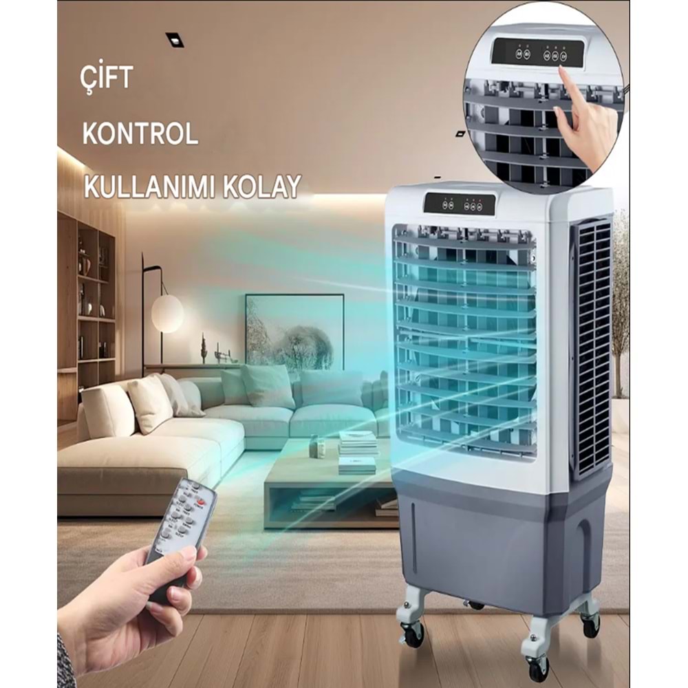 Kule Tipi 50 Litre Sulu-Buzlu Hava Soğutucu | Nemlendirici + Hava Temizleyici Fonksiyonlu