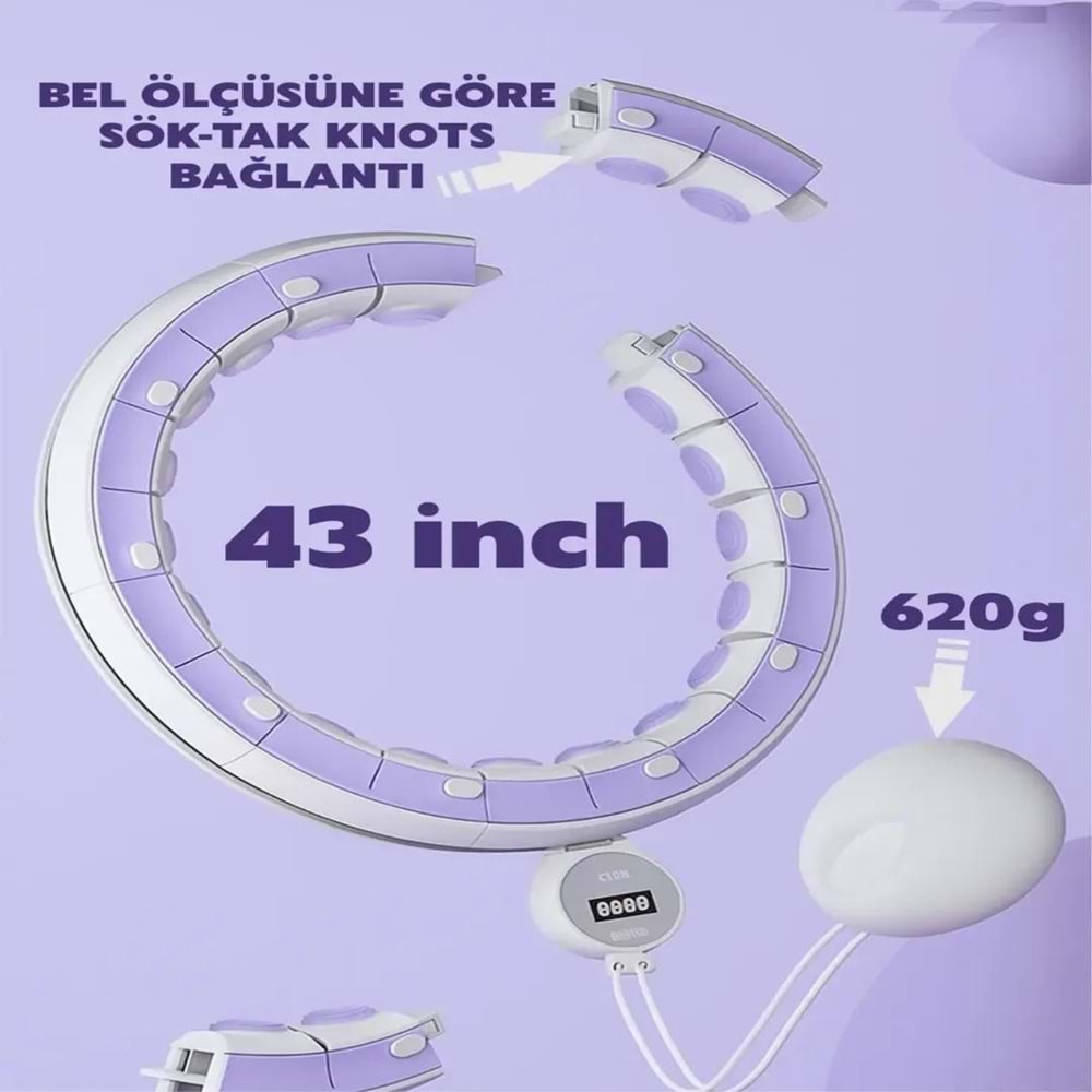 Smart LCD Ekranlı Masajlı Hulahop – Ayarlanabilir Ağırlıklı Egzersiz Çemberi