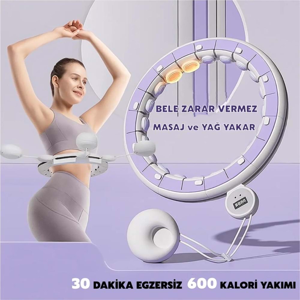 Smart LCD Ekranlı Masajlı Hulahop – Ayarlanabilir Ağırlıklı Egzersiz Çemberi