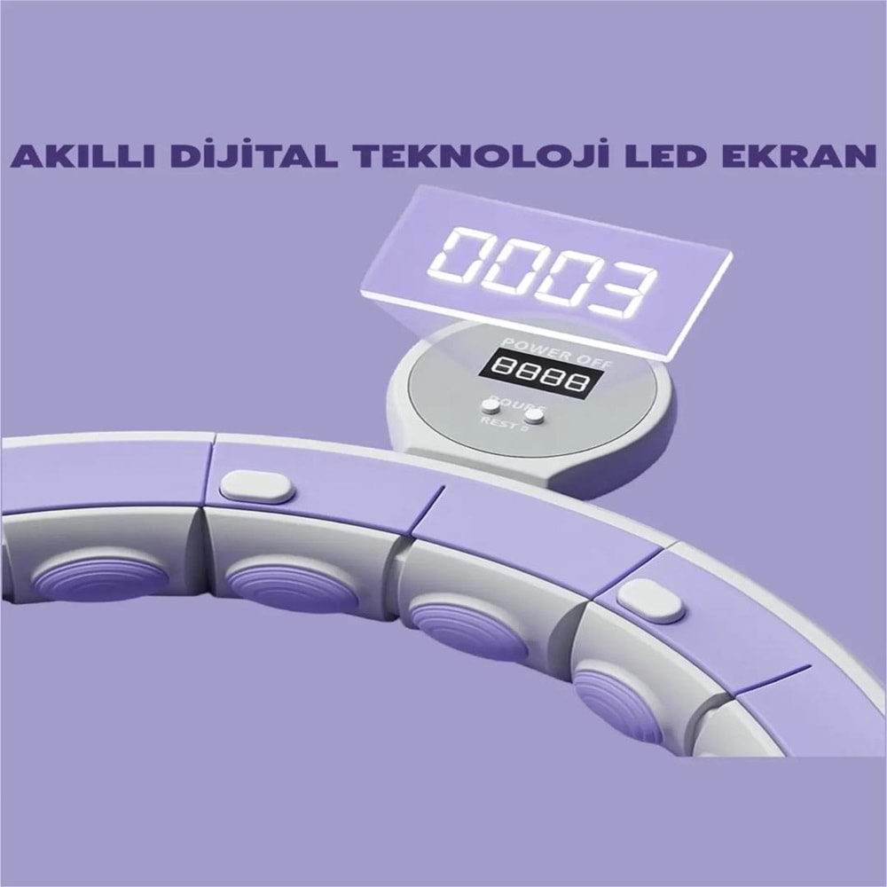Smart LCD Ekranlı Masajlı Hulahop – Ayarlanabilir Ağırlıklı Egzersiz Çemberi