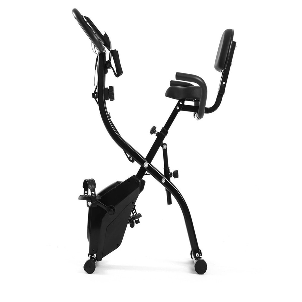 X 4’ü 1 Arada Katlanabilir Manyetik Kondisyon Bisikleti – Sessiz Spin Bike, LCD Ekranlı, Direnç Bantlı, Dikey Egzersiz Bisikleti
