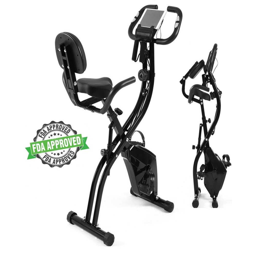 X 4’ü 1 Arada Katlanabilir Manyetik Kondisyon Bisikleti – Sessiz Spin Bike, LCD Ekranlı, Direnç Bantlı, Dikey Egzersiz Bisikleti