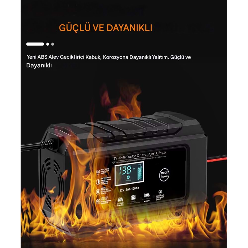 12V 6A Akü Şarj Cihazı Desülfatörlü | Jel, Sulu ve Kuru Kurşun Asit Akülere Uygun Akıllı Şarj Cihazı