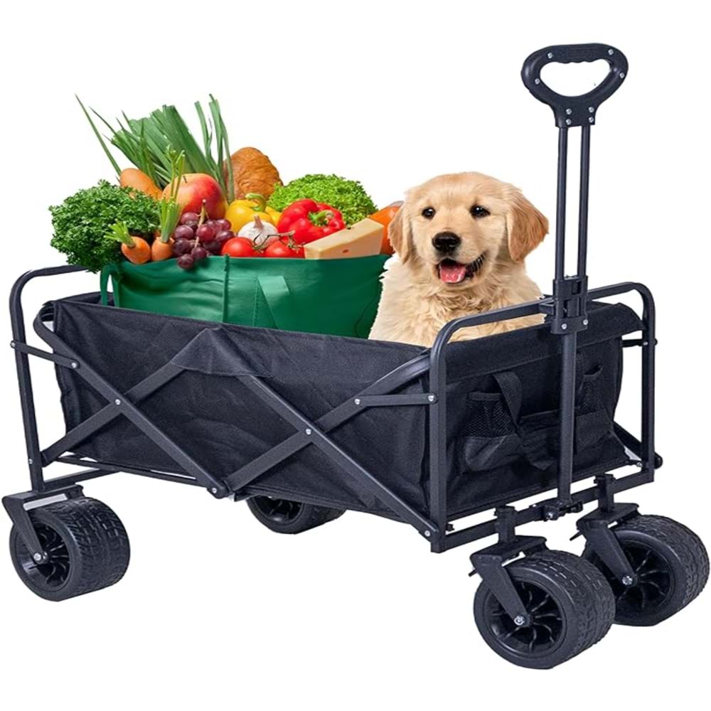 Katlanabilir El Arabası Kamp ve Plaj Vagonu | 100 Kg Taşıma Kapasiteli Outdoor Taşıma Arabası
