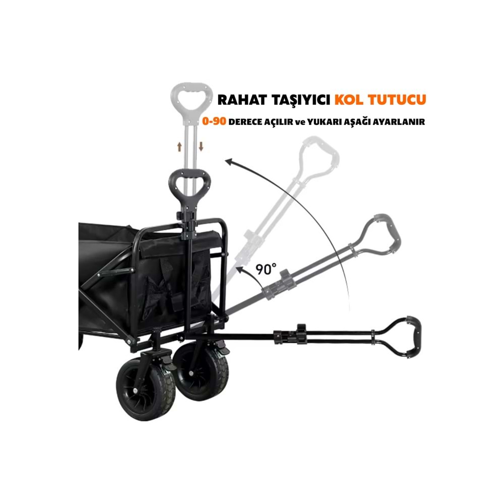 Katlanabilir El Arabası Kamp ve Plaj Vagonu | 100 Kg Taşıma Kapasiteli Outdoor Taşıma Arabası