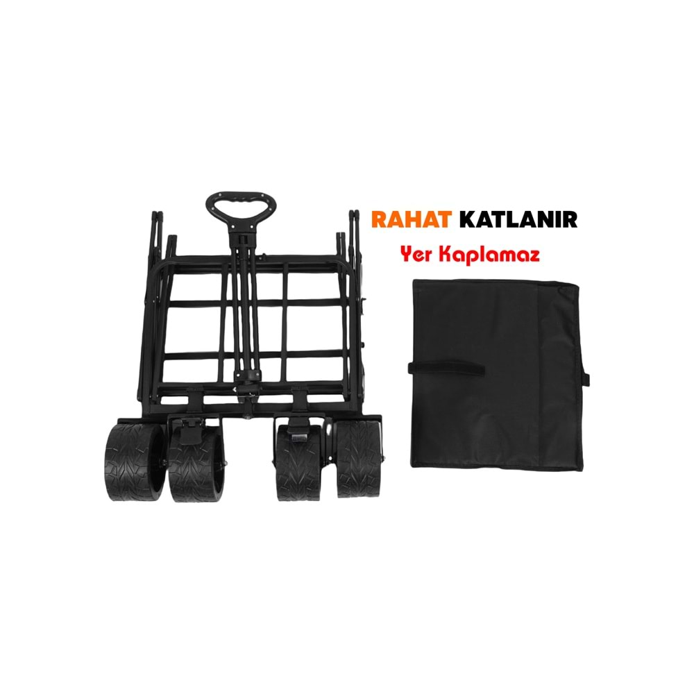 Katlanabilir El Arabası Kamp ve Plaj Vagonu | 100 Kg Taşıma Kapasiteli Outdoor Taşıma Arabası