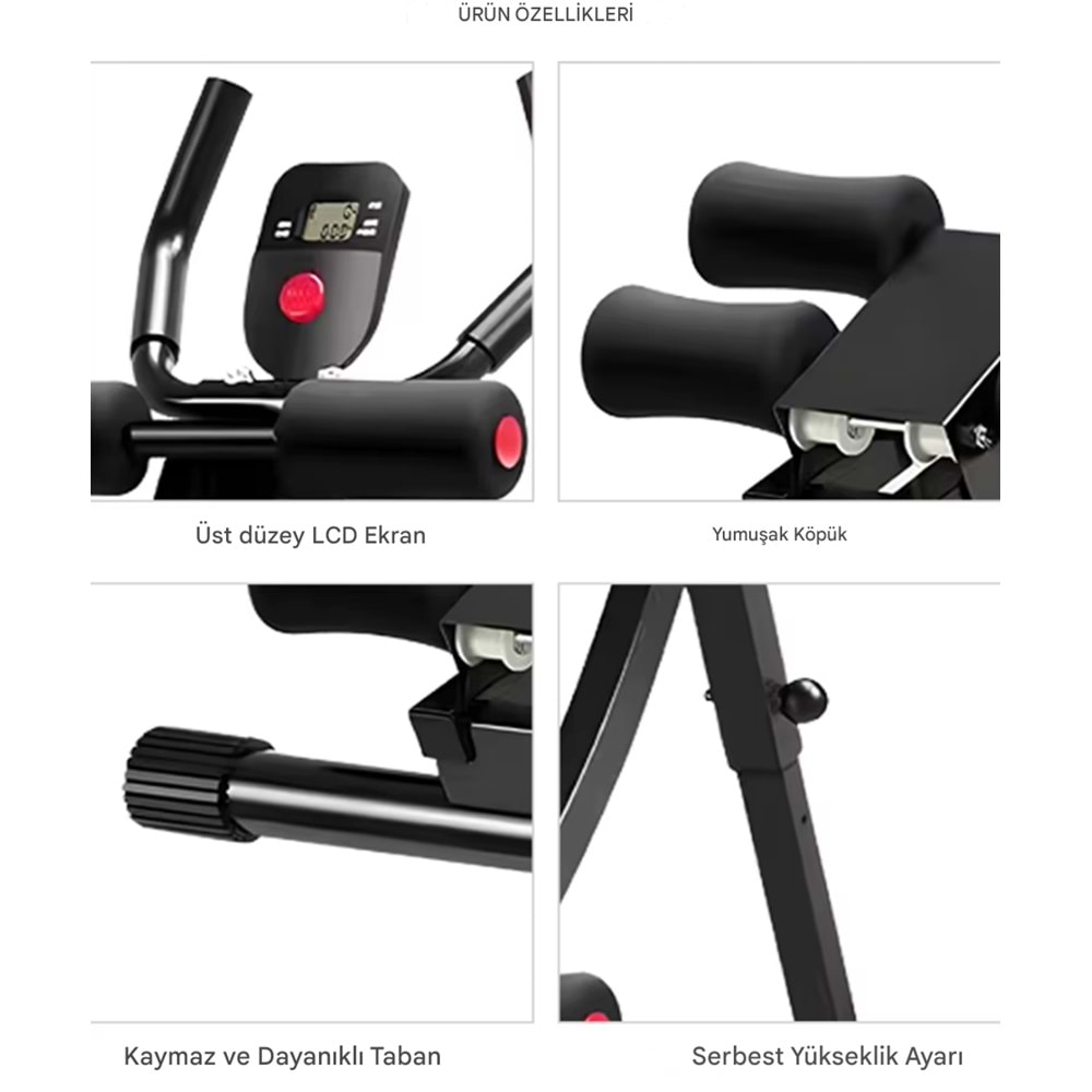 Karın Egzersiz Aleti – LCD Ekranlı Mekik & Abs Çalıştırma Makinesi
