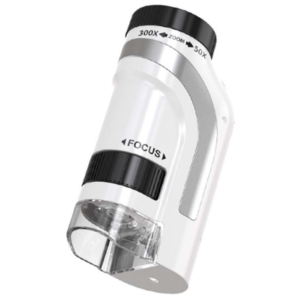 Mini Portatif Çocuk Mikroskop – 50X–300X Zoom, LED Işıklı, Eğitim ve Keşif Mikroskobu