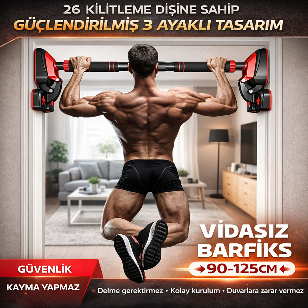 Raiden 3POD 3 Ayaklı Barfiks Aleti 92-125 cm Ayarlanabilir Kapı Koridor Çekme Barı