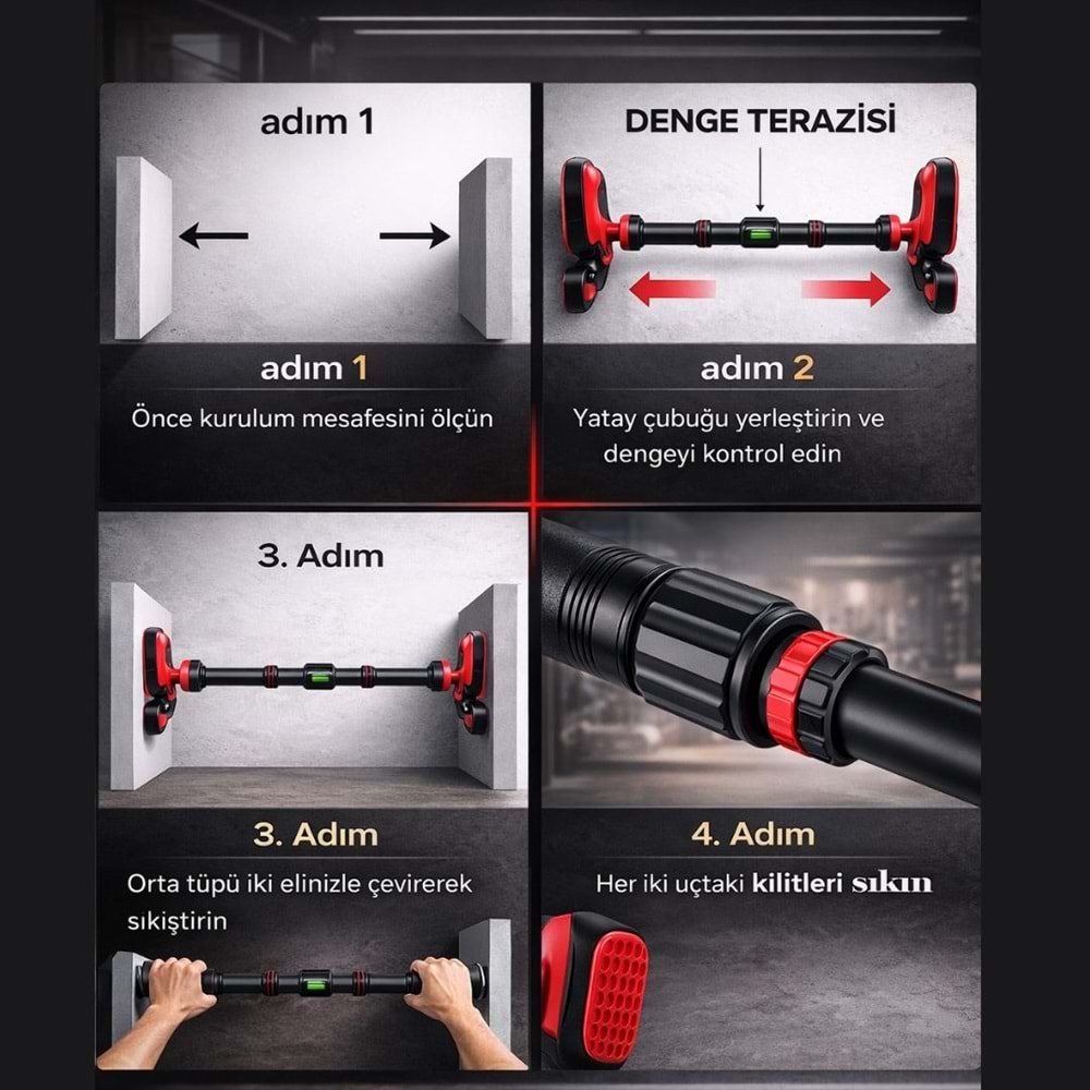 BX Çift Ayaklı Barfiks Çubuğu 94-125 CM Ayarlanabilir Süngerli Vidasız Kapı Barfiksi Çekme Demiri Ev Tipi Fitness Aleti