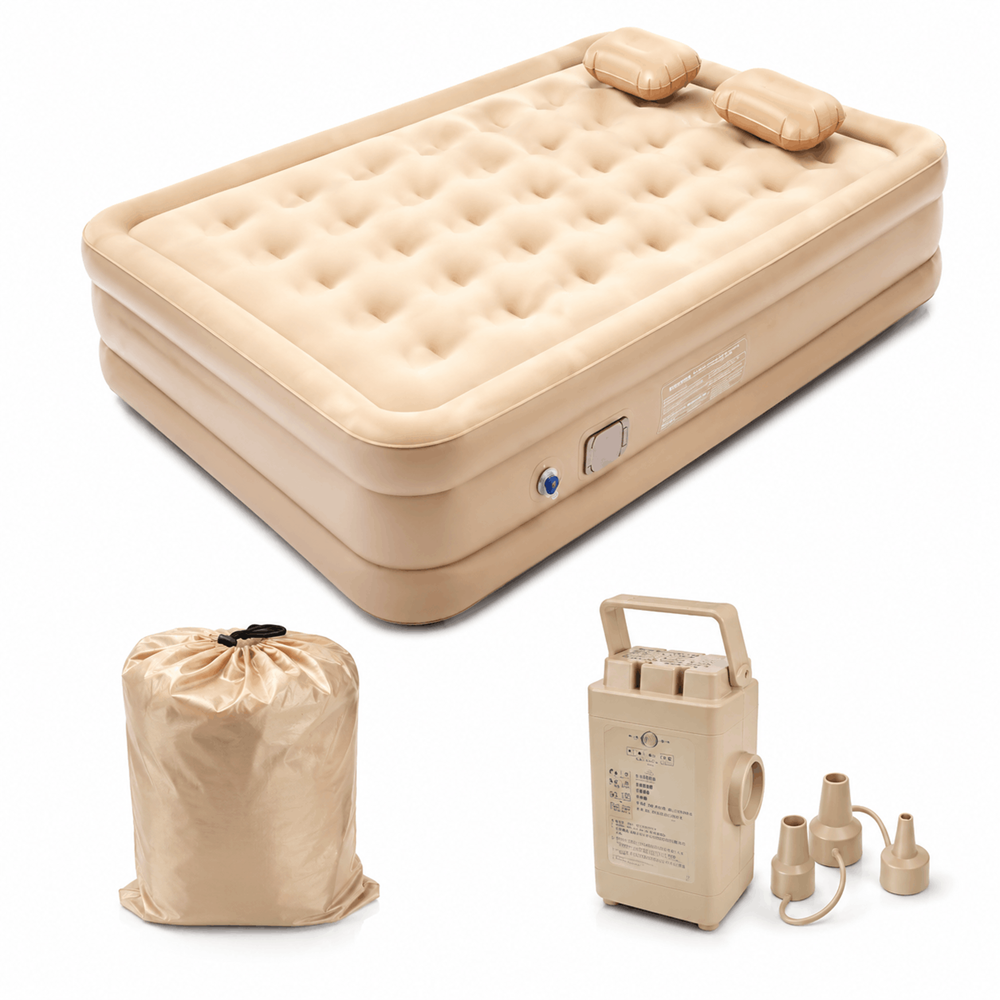 YTK-2 Çift Kişilik Şarjlı Otomatik Şişme Yatak 200x150x40 cm Dahili Pompalı Katlanabilir Kamp ve Misafir Yatağı