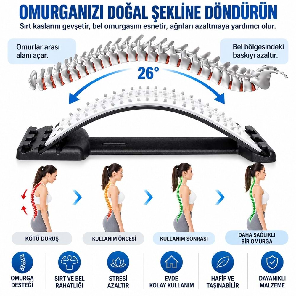 Sırt Desteği Duruş Düzeltici Omurga Bel Ağrı Kesici Alet Akupunktur Masaj Özellikli