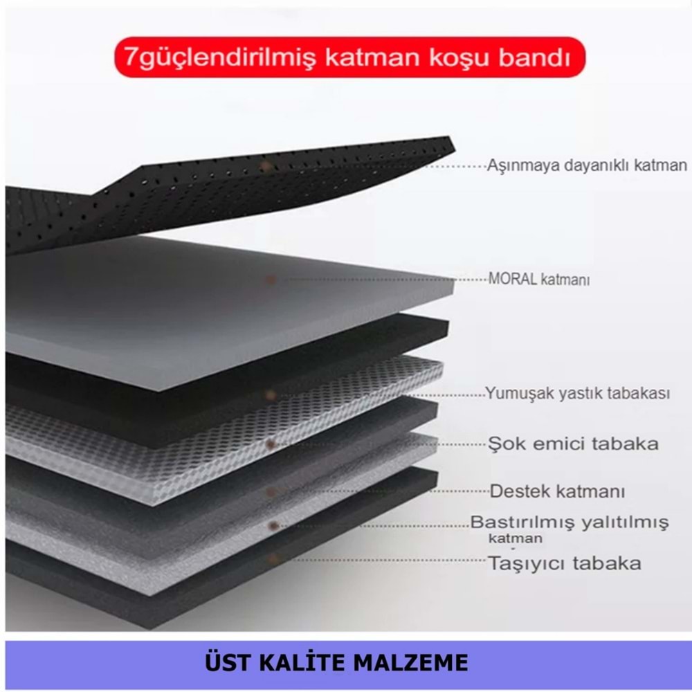Eğim Aparatlı 2hp Fitness Katlanır Koşu Bandı 7 katmanlı Elektrikli Ev Ofis Kolay Kurulum Akıllı