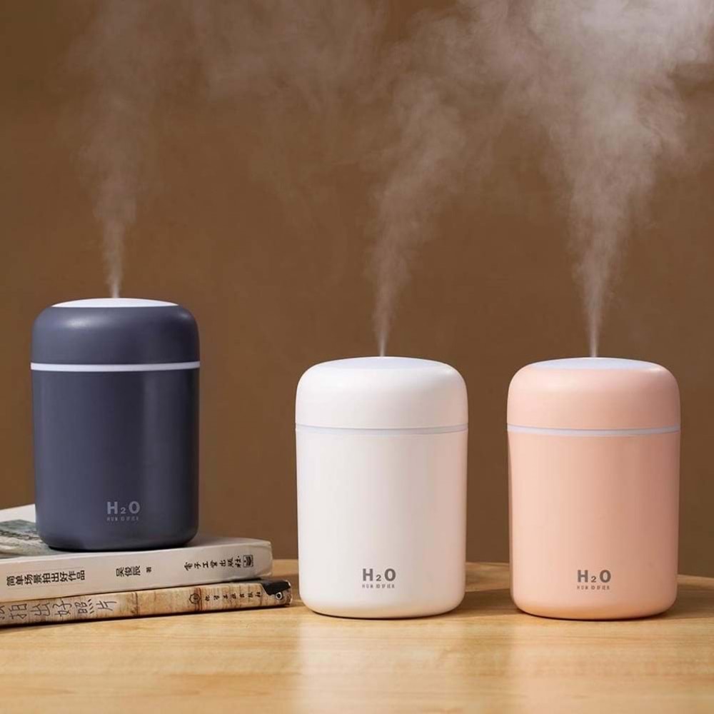 Pembe H2O Hava Nemlendirici Led Işıklı Mini Ortam Oda Hava Nemlendirici Soğuk Buhar Makinesi