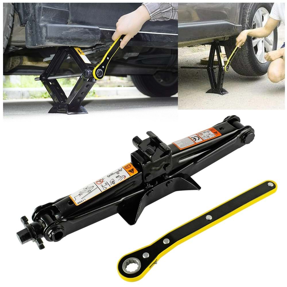 Oto Krikosu 1.5 Ton Kaldırma Araba Makas Cırcır Otomatik Kriko Araç Kaldırma Standı