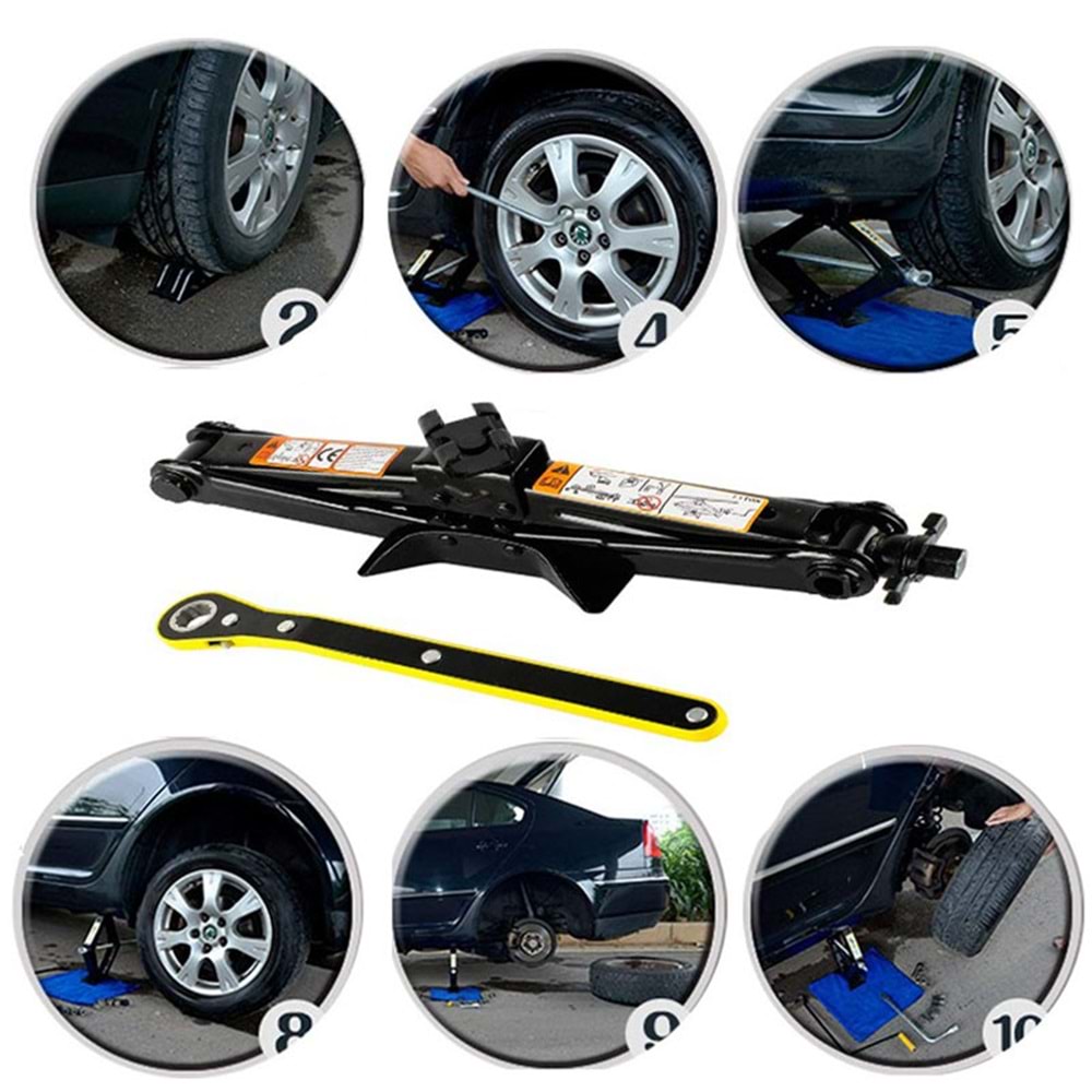 Oto Krikosu 1.5 Ton Kaldırma Araba Makas Cırcır Otomatik Kriko Araç Kaldırma Standı