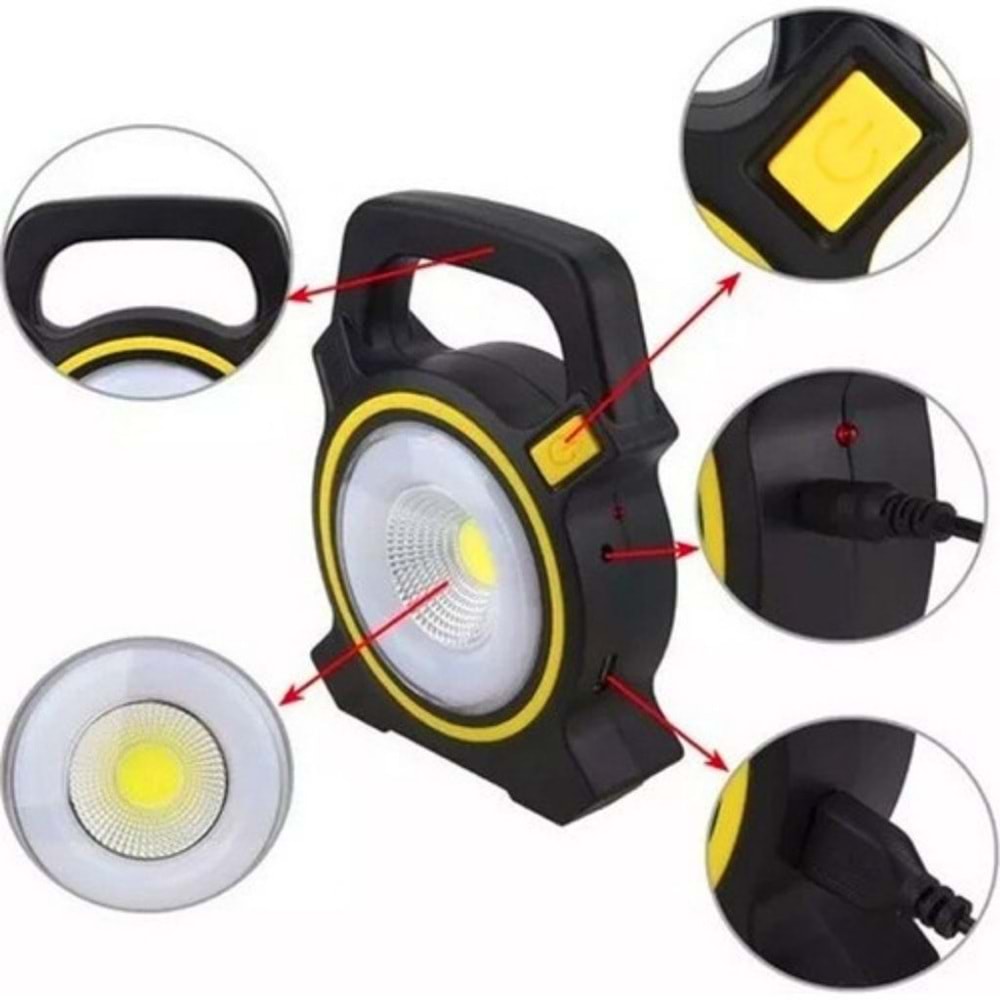 LED Güneş Enerjili Çalışma Lambası El Feneri Powerbank JY-819