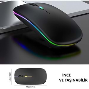 M40 Şarjlı Kablosuz Mouse 800/1200/1600dpi 2.4Ghz Rgb Ledli - SİYAH