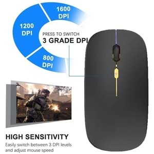 M40 Şarjlı Kablosuz Mouse 800/1200/1600dpi 2.4Ghz Rgb Ledli - SİYAH